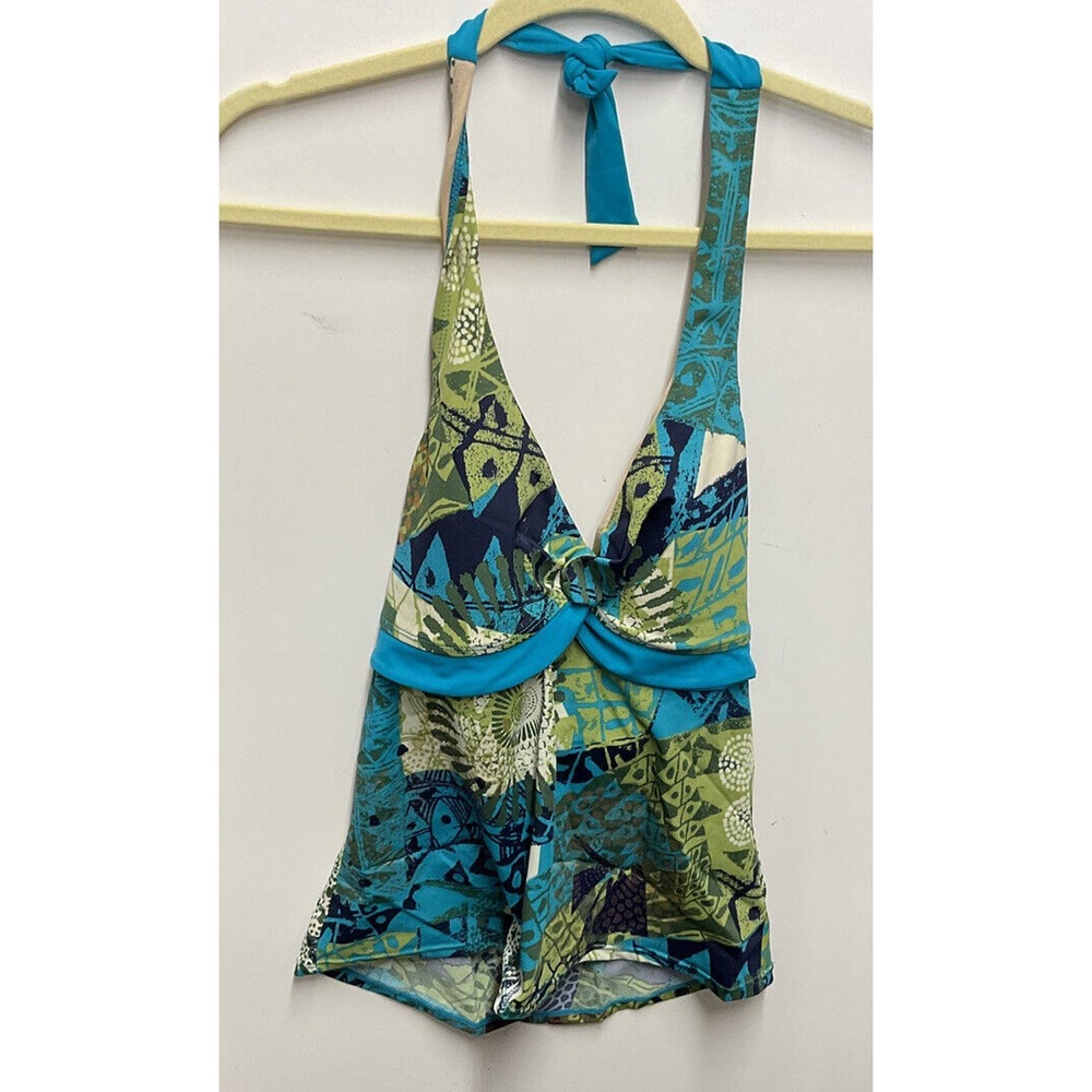 Islander Seas Womans Size 10 Halter Tankini Multi‎ Color Swim Top